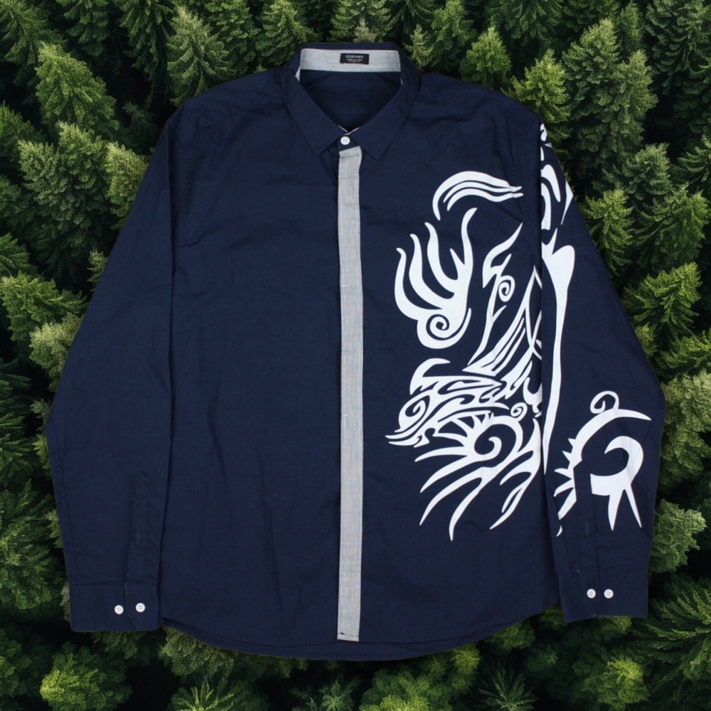 COOFANDY Y2K TRIBAL BUTTON UP SHIRT